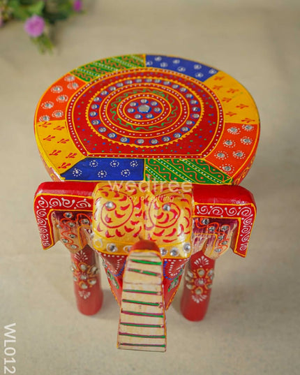 Elephant Stool - 8 Inch Multicolour Wl0121 Wooden Stools