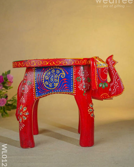 Elephant Stool - 8 Inch Multicolour Wl0121 Wooden Stools