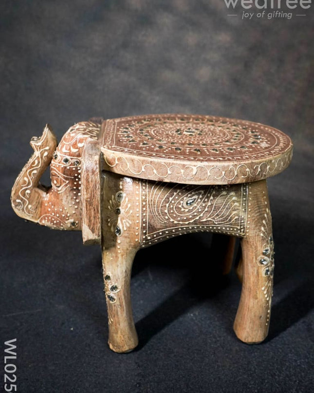 Elephant Stool - 8 Inch (White) Wl0250 Wooden Stools