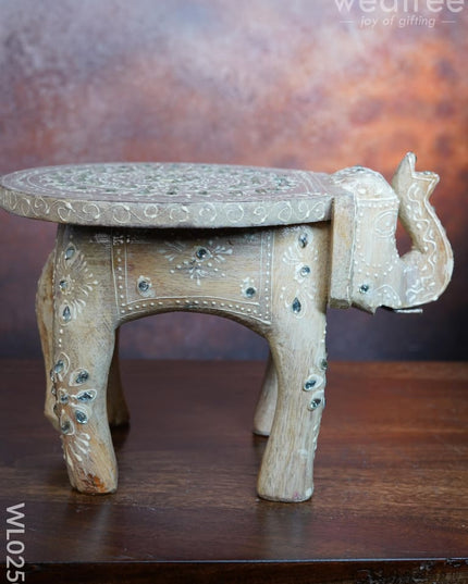 Elephant Stool - 8 Inch (White) Wl0250 Wooden Stools