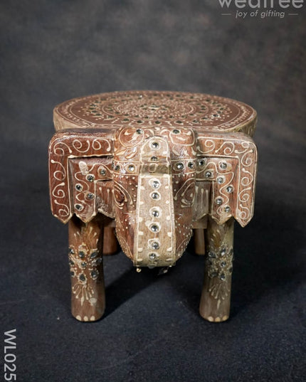 Elephant Stool - 8 Inch (White) Wl0250 Wooden Stools