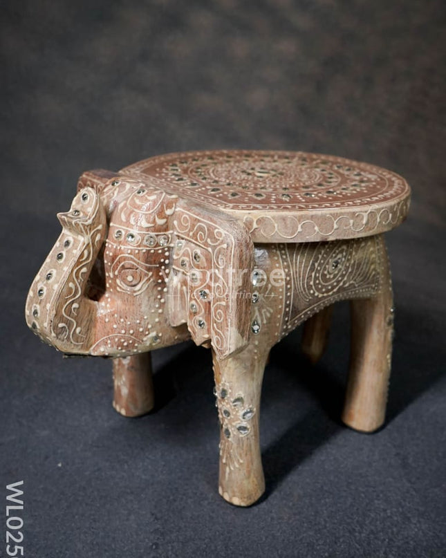 Elephant Stool - 8 Inch (White) Wl0250 Wooden Stools