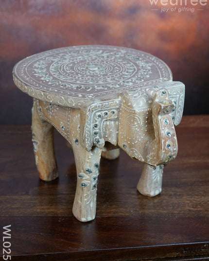 Elephant Stool - 8 Inch (White) Wl0250 Wooden Stools