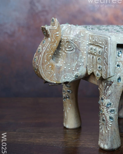 Elephant Stool - 8 Inch (White) Wl0250 Wooden Stools