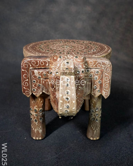 Elephant Stool - 8 Inch (White) Wl0250 Wooden Stools