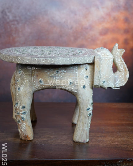 Elephant Stool - 8 Inch (White) Wl0250 Wooden Stools
