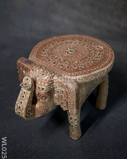 Elephant Stool - 8 Inch (White) Wl0250 Wooden Stools