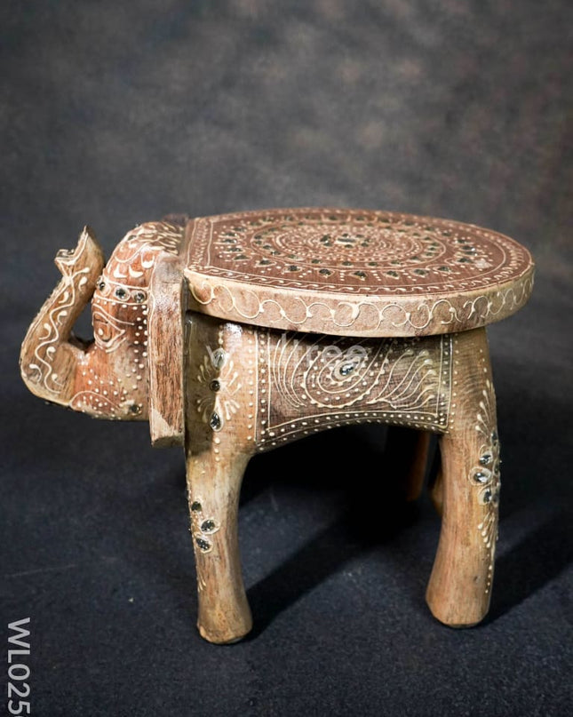 Elephant Stool - 8 Inch (White) Wl0250 Wooden Stools
