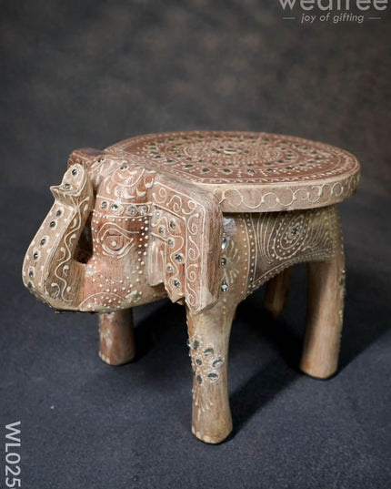 Elephant Stool - 8 Inch (White) Wl0250 Wooden Stools