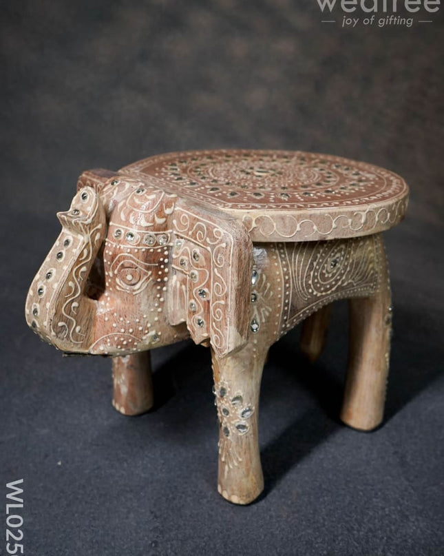 Elephant Stool - 8 Inch (White) Wl0250 Wooden Stools