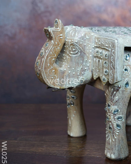 Elephant Stool - 8 Inch (White) Wl0250 Wooden Stools