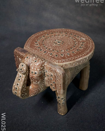 Elephant Stool - 8 Inch (White) Wl0250 Wooden Stools