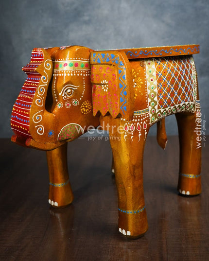 Elephant Stool - 8 Inch (Red And Orange) Wl0515 Wooden Stools