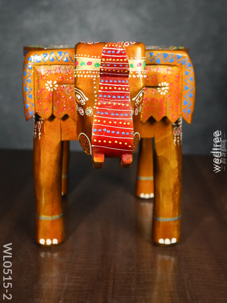Elephant Stool - 8 Inch (Red And Orange) Wl0515 12Inches Wooden Stools