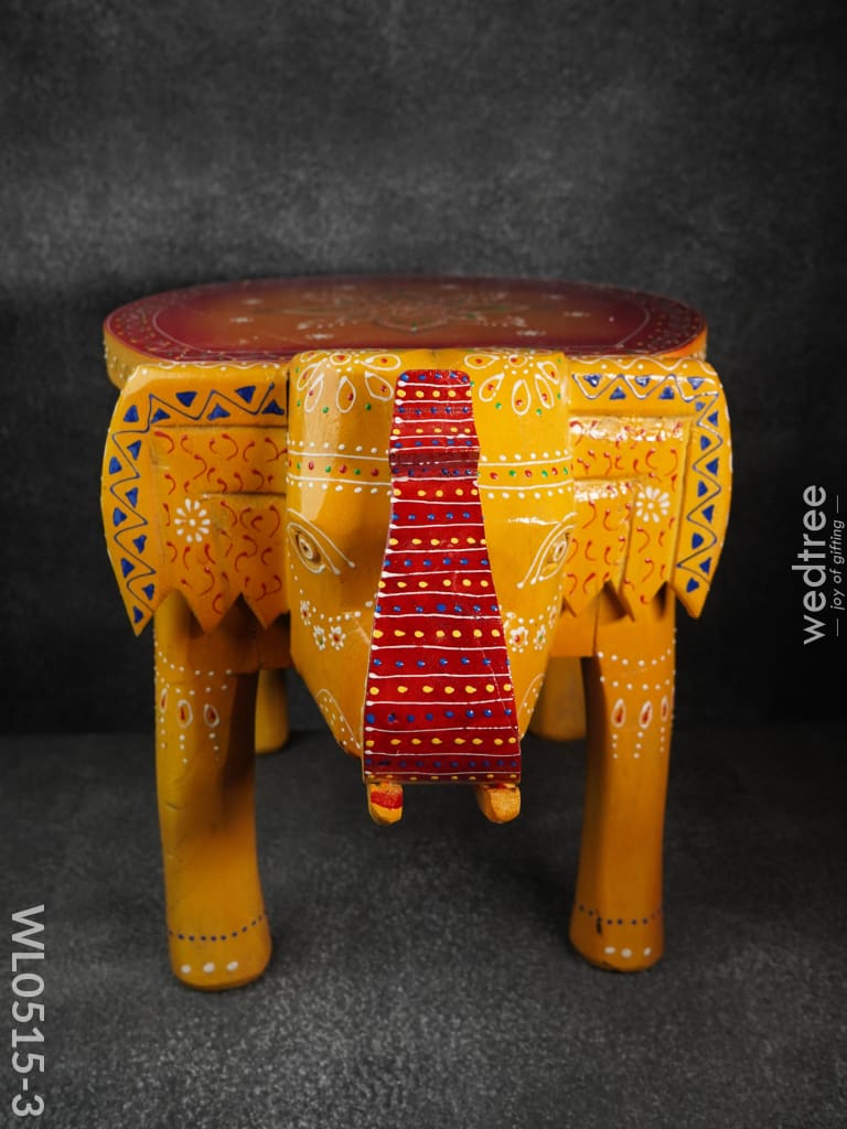 Elephant Stool - 8 Inch (Red And Orange) Wl0515 13.5Inches Wooden Stools