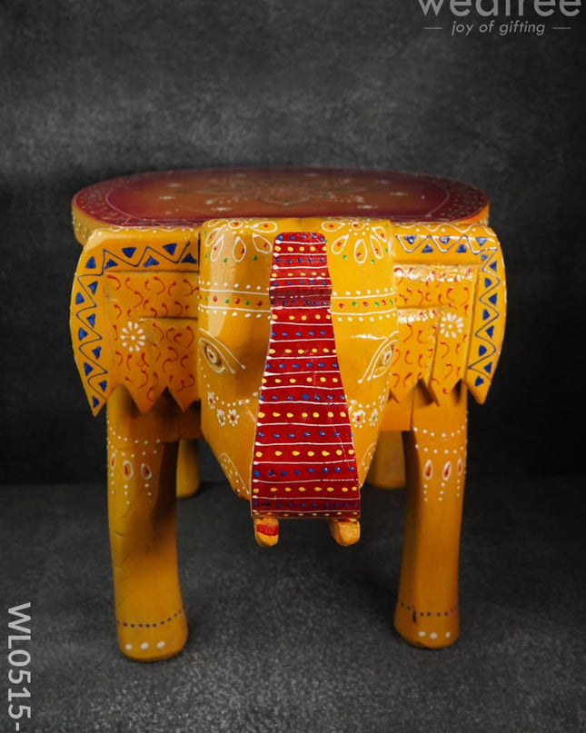 Elephant Stool - 8 Inch (Red And Orange) Wl0515 13.5Inches Wooden Stools