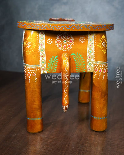 Elephant Stool - 8 Inch (Red And Orange) Wl0515 Wooden Stools