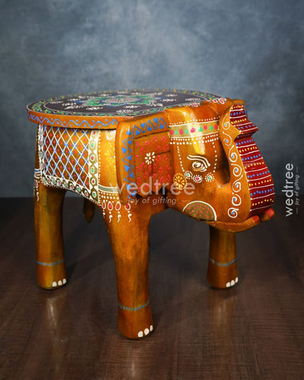 Elephant Stool - 8 Inch (Red And Orange) Wl0515 Wooden Stools
