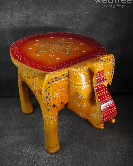 Elephant Stool - 8 Inch (Red And Orange) Wl0515 Wooden Stools