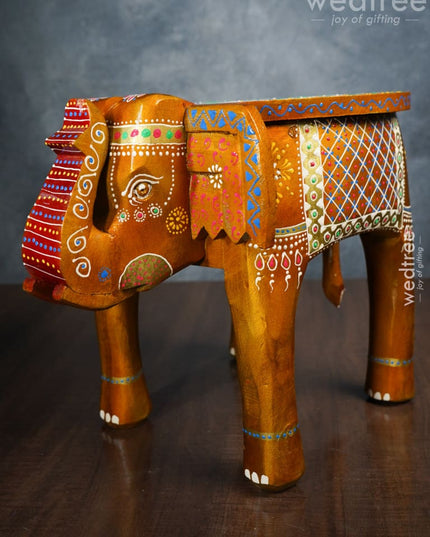 Elephant Stool - 8 Inch (Red And Orange) Wl0515 Wooden Stools