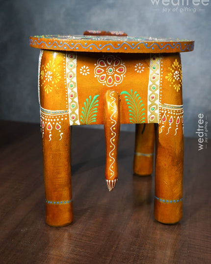 Elephant Stool - 8 Inch (Red And Orange) Wl0515 Wooden Stools