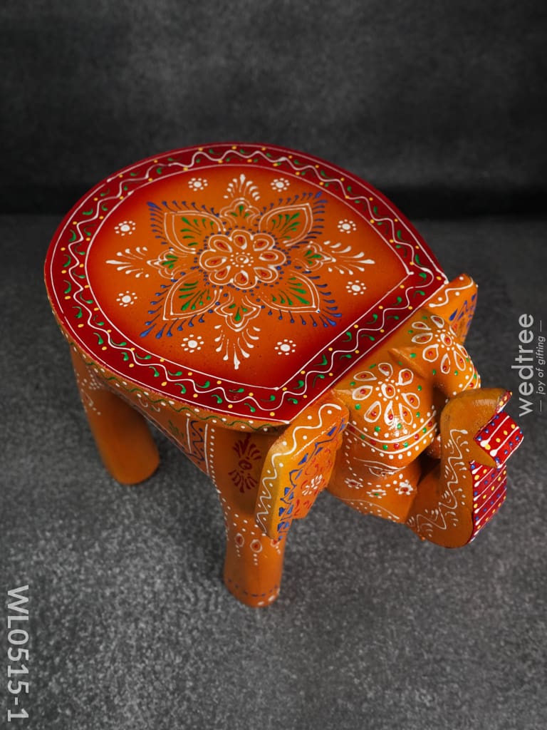 Elephant Stool - 8 Inch (Red And Orange) Wl0515 Wooden Stools