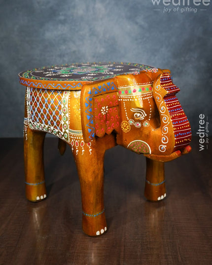 Elephant Stool - 8 Inch (Red And Orange) Wl0515 Wooden Stools