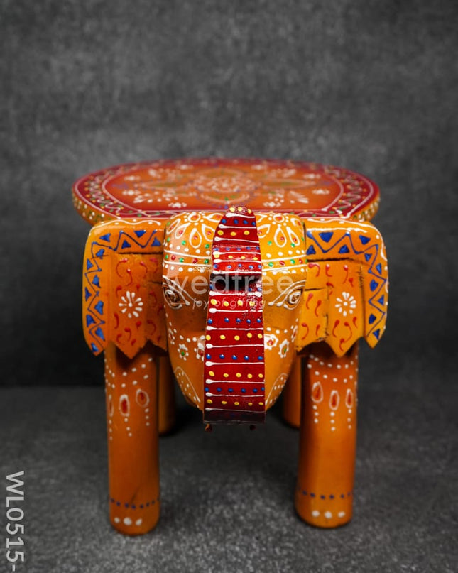Elephant Stool - 8 Inch (Red And Orange) Wl0515 8Inches Wooden Stools