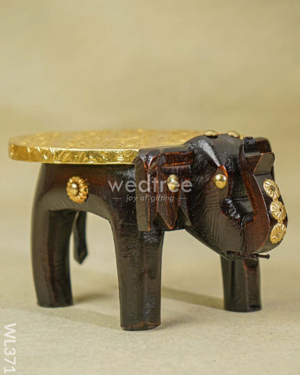 Elephant Stool With Brass Fitted - 4 Inch Wl3712 Wooden Stools
