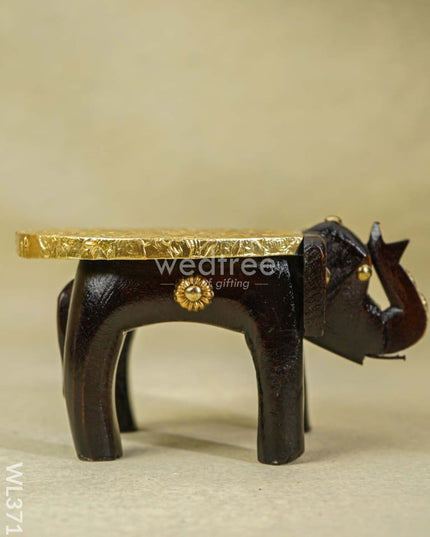 Elephant Stool With Brass Fitted - 4 Inch Wl3712 Wooden Stools