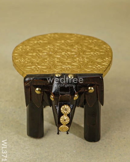 Elephant Stool With Brass Fitted - 4 Inch Wl3712 Wooden Stools