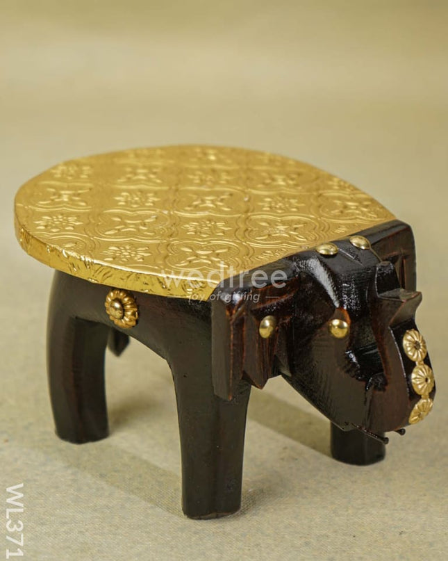 Elephant Stool With Brass Fitted - 4 Inch Wl3712 Wooden Stools