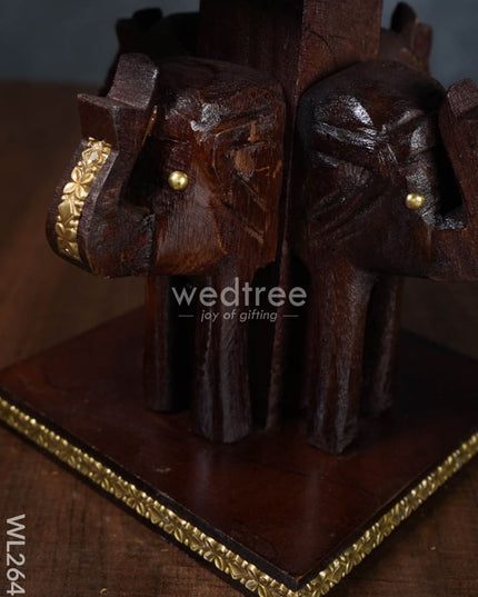 Elephant Stool With Brass Fitted Top - 8 Inch Wl2646 Wooden Stools