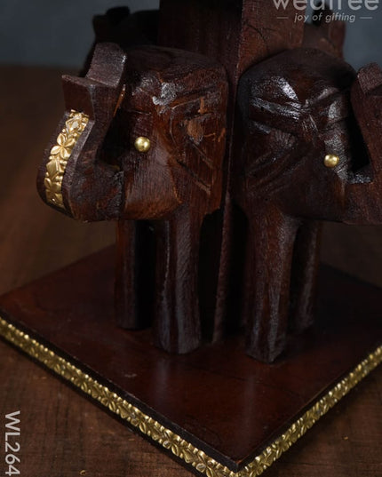 Elephant Stool With Brass Fitted Top - 8 Inch Wl2646 Wooden Stools
