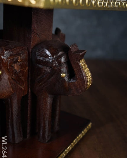 Elephant Stool With Brass Fitted Top - 8 Inch Wl2646 Wooden Stools