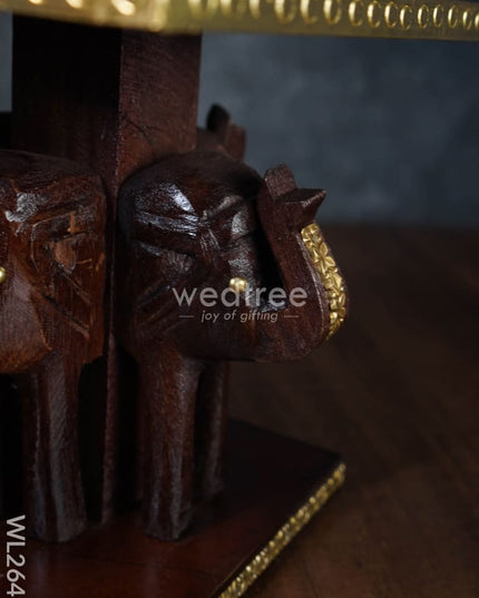 Elephant Stool With Brass Fitted Top - 8 Inch Wl2646 Wooden Stools