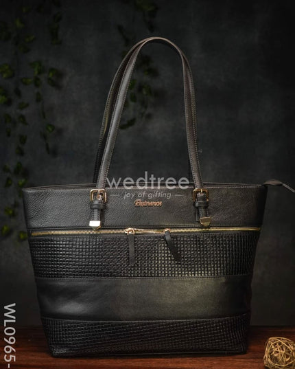 Elite Leather Handbag For Women- Wl0965 Black Handbags
