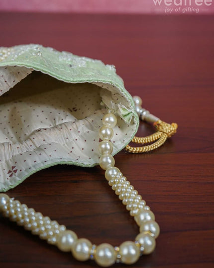 Embroidered Potli Bags With Beaded Handle - Wl3222