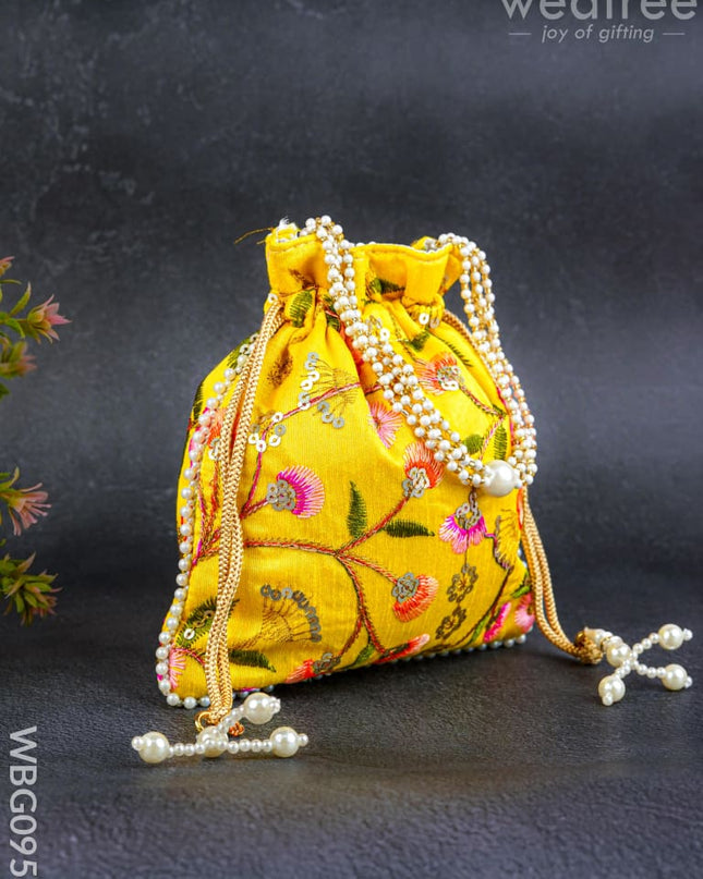 Embroidery Chamki Work Potli Bag - WBG0955 - Potli Bags