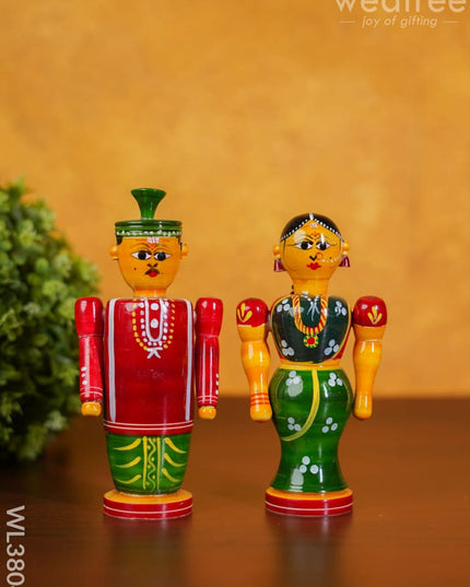Etikoppaka Handpainted Wedding Dolls (Set-2) - Wl3804 Kids Utility