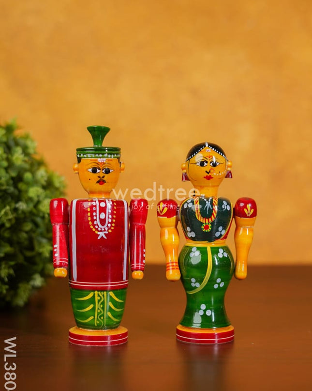 Etikoppaka Handpainted Wedding Dolls (Set-2) - Wl3804 Kids Utility