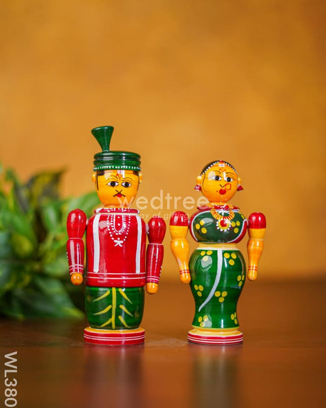 Etikoppaka Handpainted Wedding Dolls (Set-2) - Wl3807 Wooden Decor
