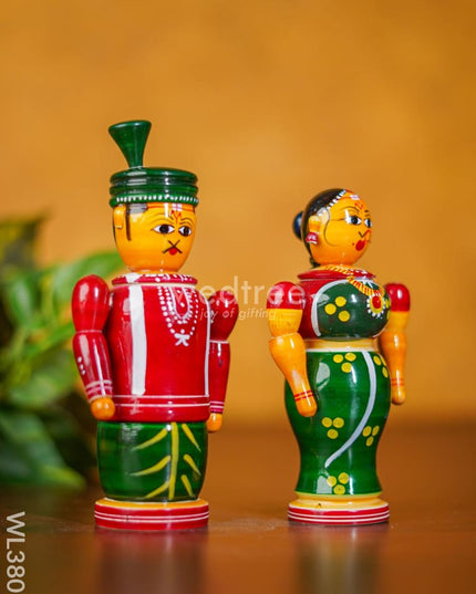 Etikoppaka Handpainted Wedding Dolls (Set-2) - Wl3807 Wooden Decor