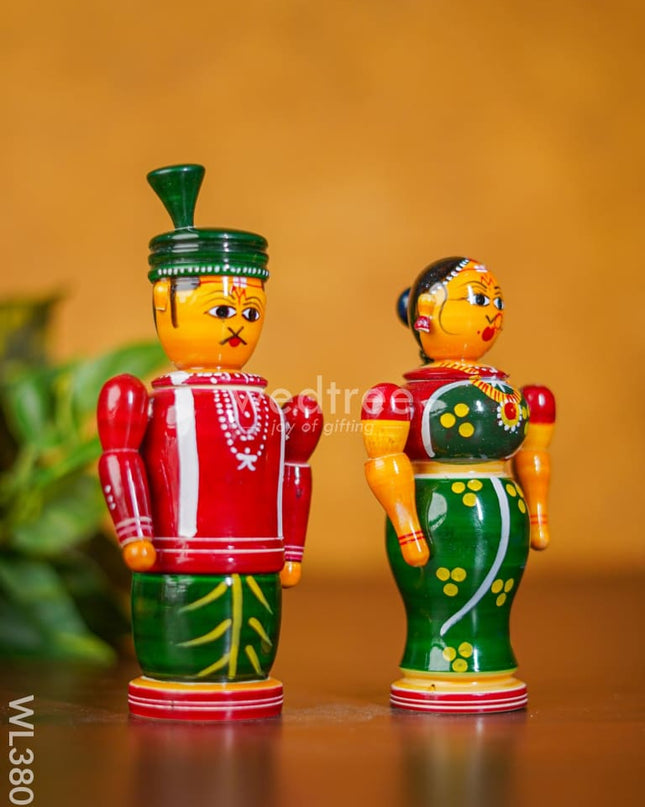 Etikoppaka Handpainted Wedding Dolls (Set-2) - Wl3807 Wooden Decor