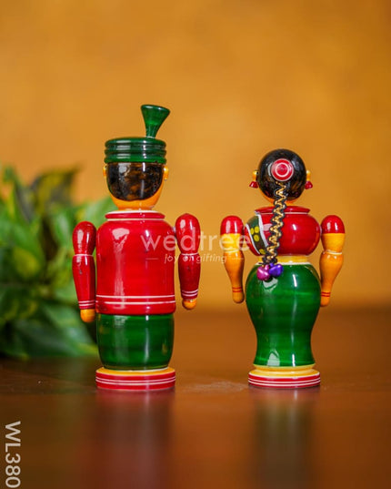Etikoppaka Handpainted Wedding Dolls (Set-2) - Wl3807 Wooden Decor