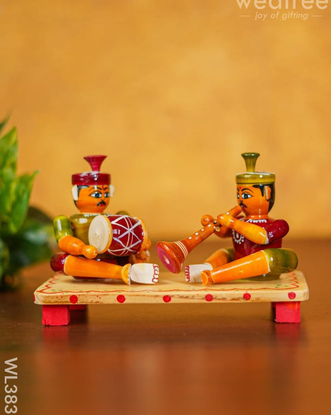 Etikoppaka Toys - Musicians Set Of 2 Wl3831 Wooden Decor