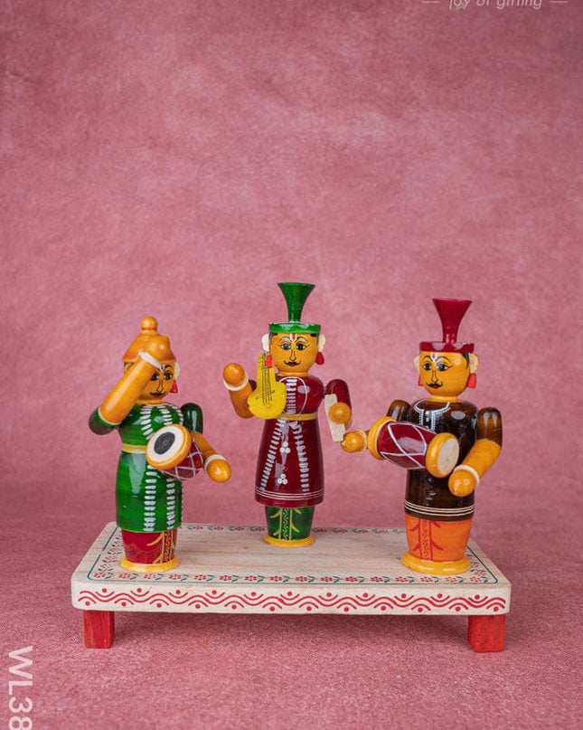 Etikoppaka Toys - Musicians set of 3 - WL3820 - Wooden Decor