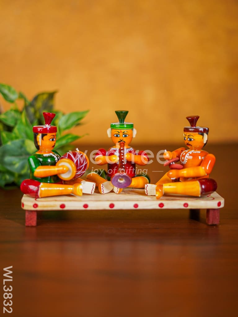 Etikoppaka Toys - Musicians Set Of 3 Wl3832 Wooden Decor
