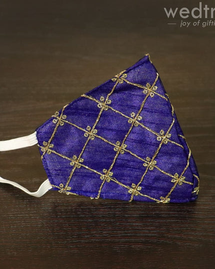 Face Mask With Golden Embroidery Work - W4642 Masks