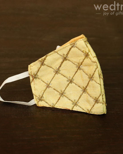 Face Mask With Golden Embroidery Work - W4642 Masks